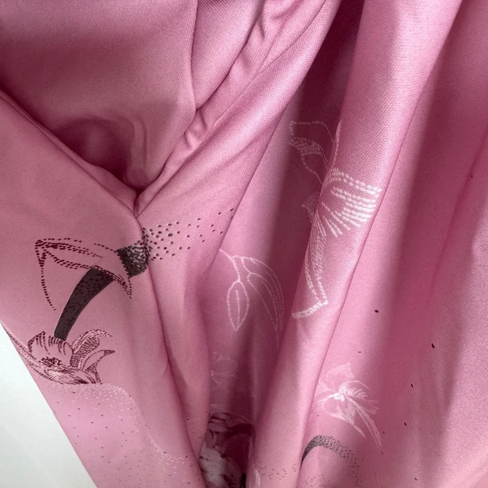 VTG TV Loungers Pink L Floral Zip Robe House Coat Dress 70s Hippie‎ Boho Kimono
